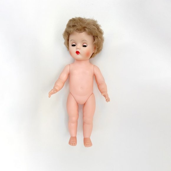 Vintage 60s Vinyl 12" Toddler Doll Marked K11 ~ Strawberry Blond Hair Aqua Eyes - Picture 7 of 10